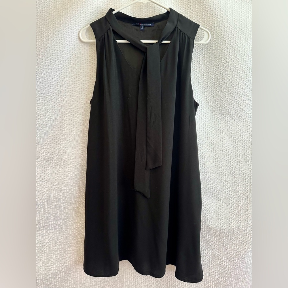 ONE CLOTHING Black Sleeveless Shift Dress Bow Tie Neck Cocktail Party Size Large